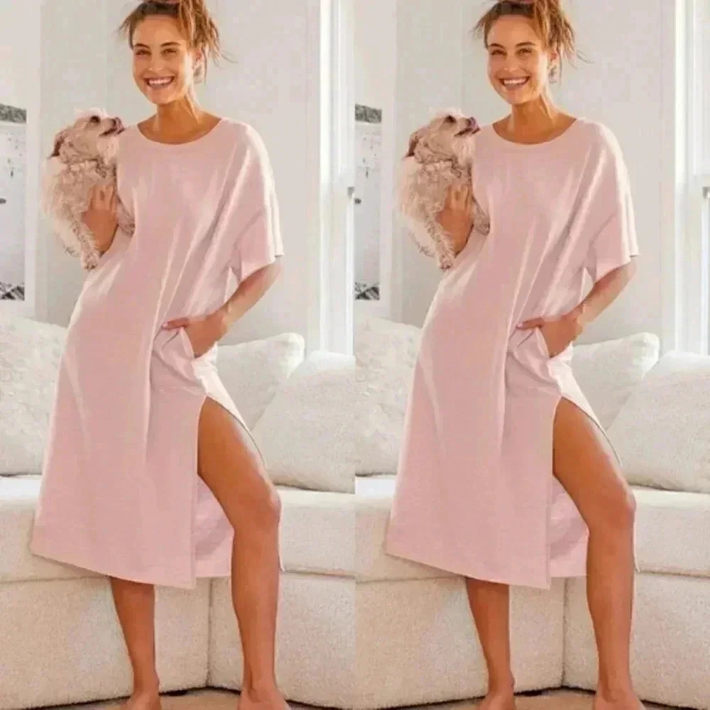 FP Cozy Girl Pink Oversized T-Shirt Dress